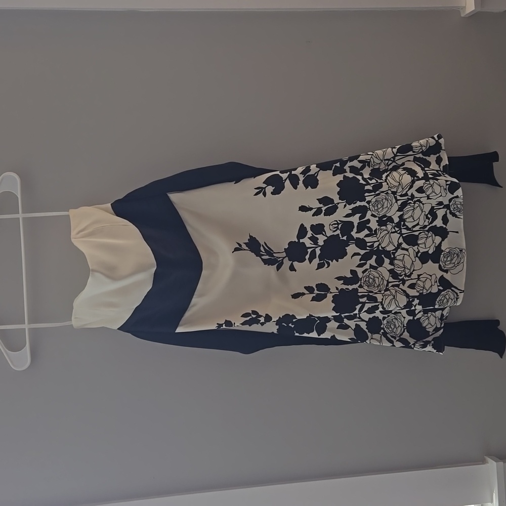 White House Black Market Black and Cream Dress